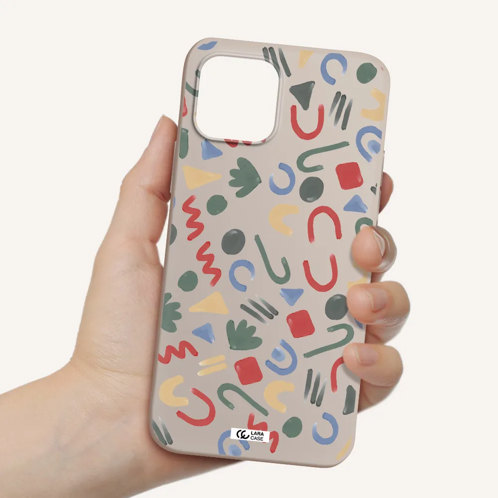 a pattern of colorful shapes Apple iPhone 12 mini Silicone Stone Case