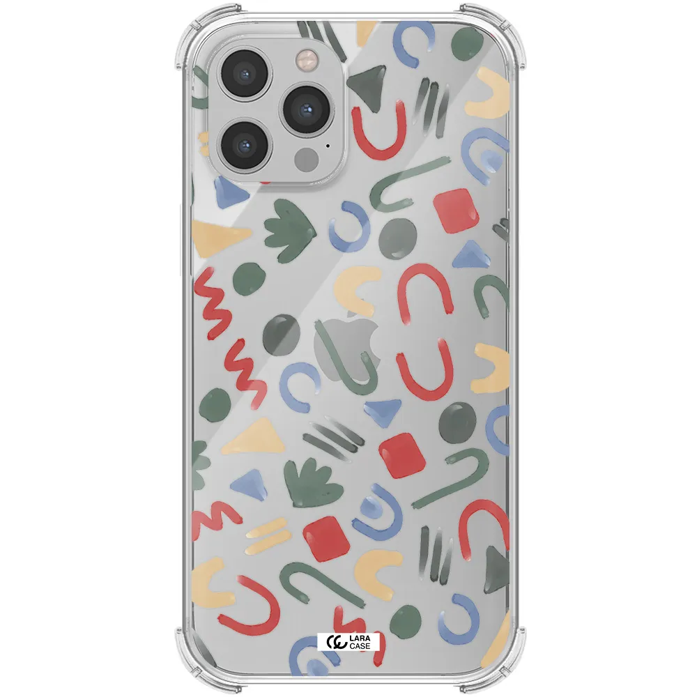 a pattern of colorful shapes Apple iPhone 12 pro Clear PC Case
