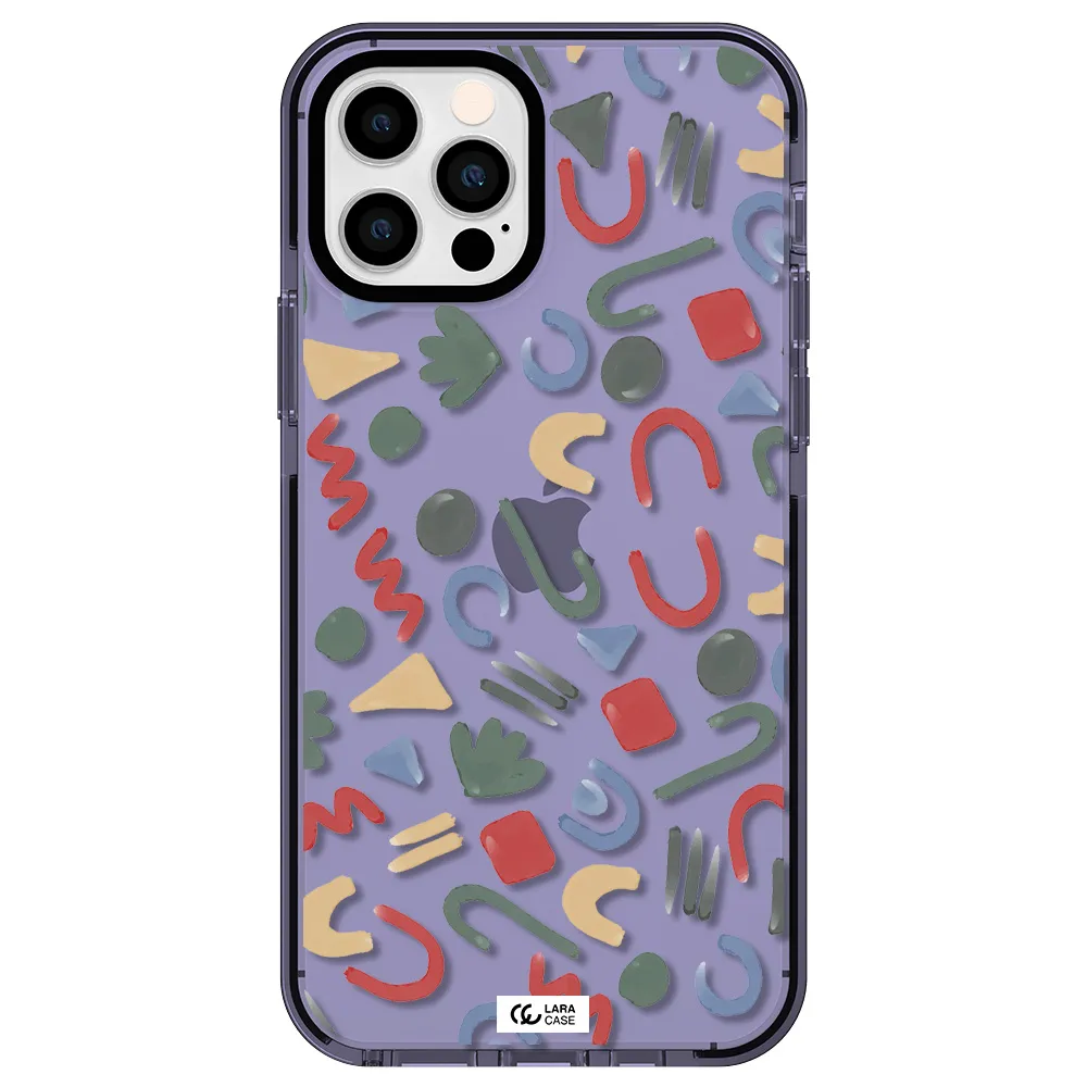 a pattern of colorful shapes Apple iPhone 12 pro impact Lilac Case