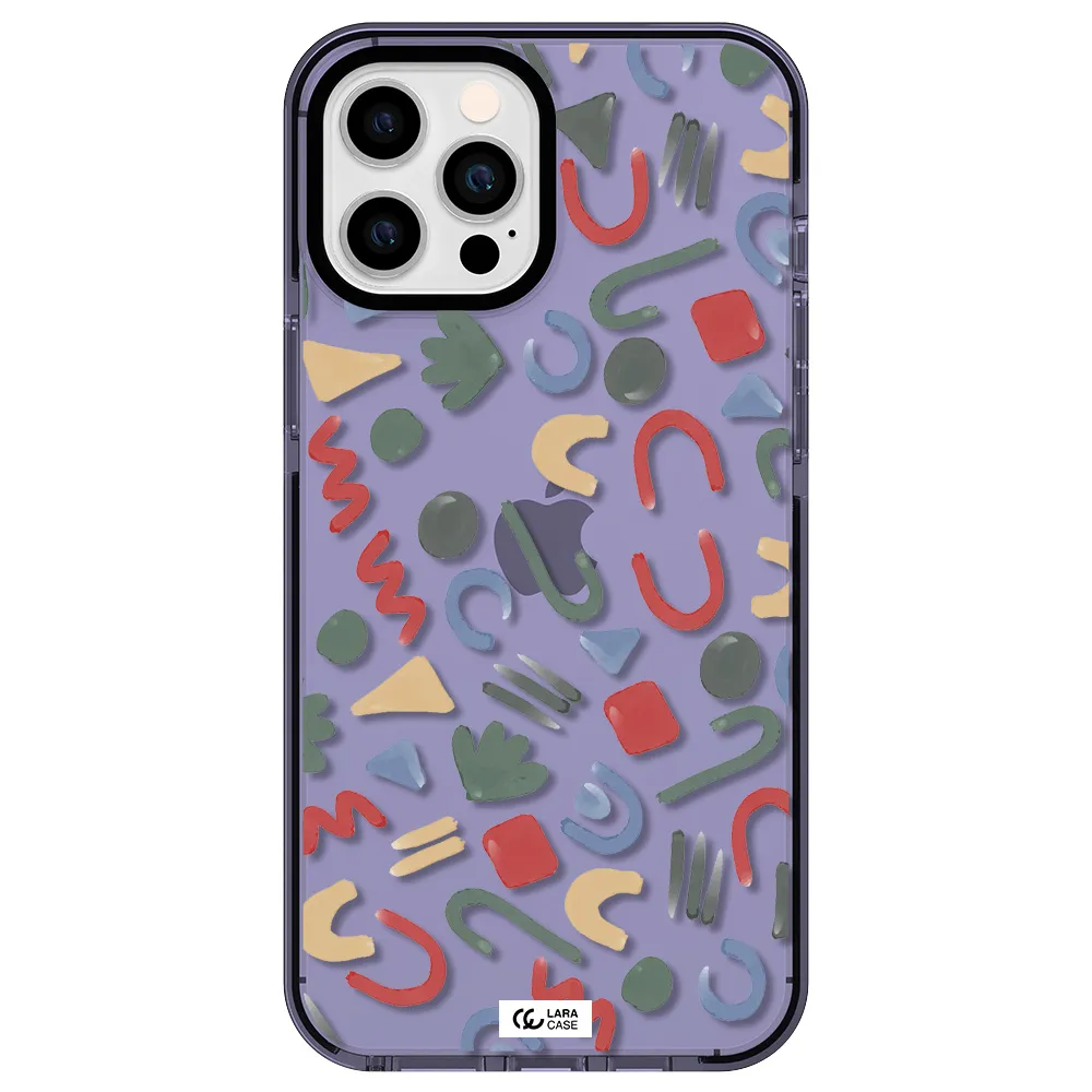 a pattern of colorful shapes Apple iPhone 12 pro max impact Lilac Case