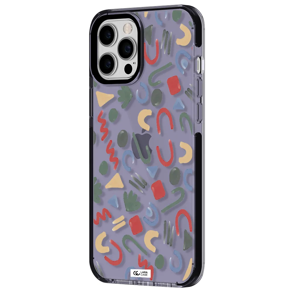 a pattern of colorful shapes Apple iPhone 12 pro max impact Lilac Case