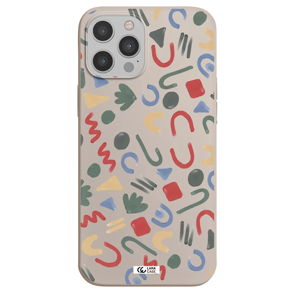 a pattern of colorful shapes Apple iPhone 12 pro Silicone Stone Case