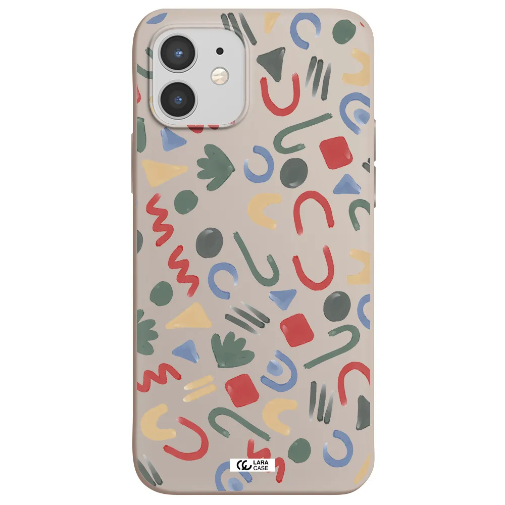 a pattern of colorful shapes Apple iPhone 12 Silicone Stone Case