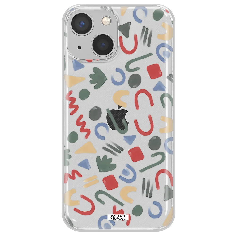 a pattern of colorful shapes Apple iPhone 13 Clear TPU Case