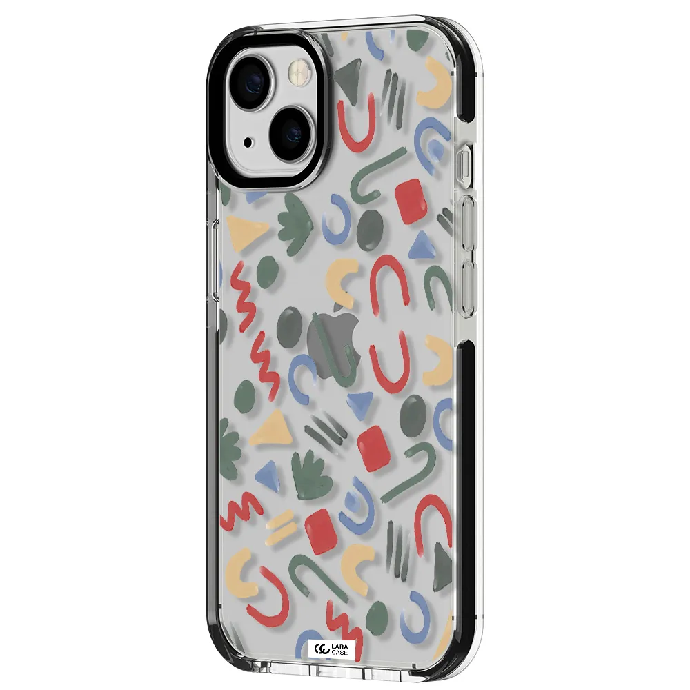 a pattern of colorful shapes Apple iPhone 13 impact black border Case