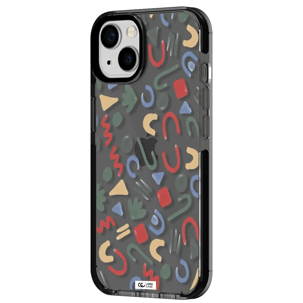 a pattern of colorful shapes Apple iPhone 13 impact Smoke Black Case