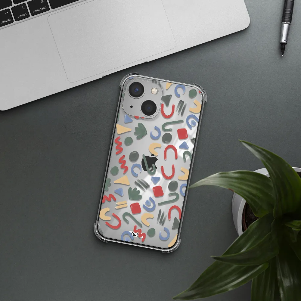 a pattern of colorful shapes Apple iPhone 13 mini Clear PC Case