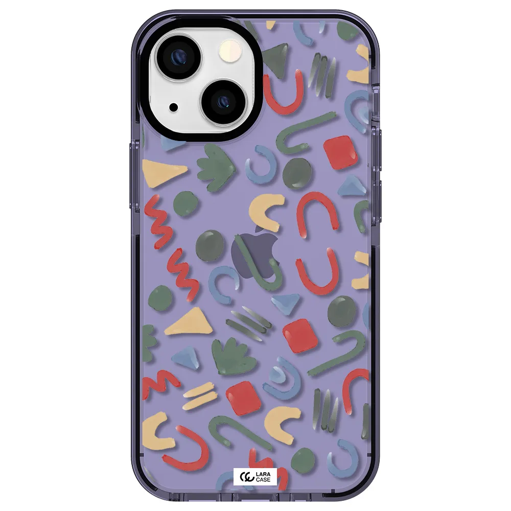 a pattern of colorful shapes Apple iPhone 13 mini impact Lilac Case