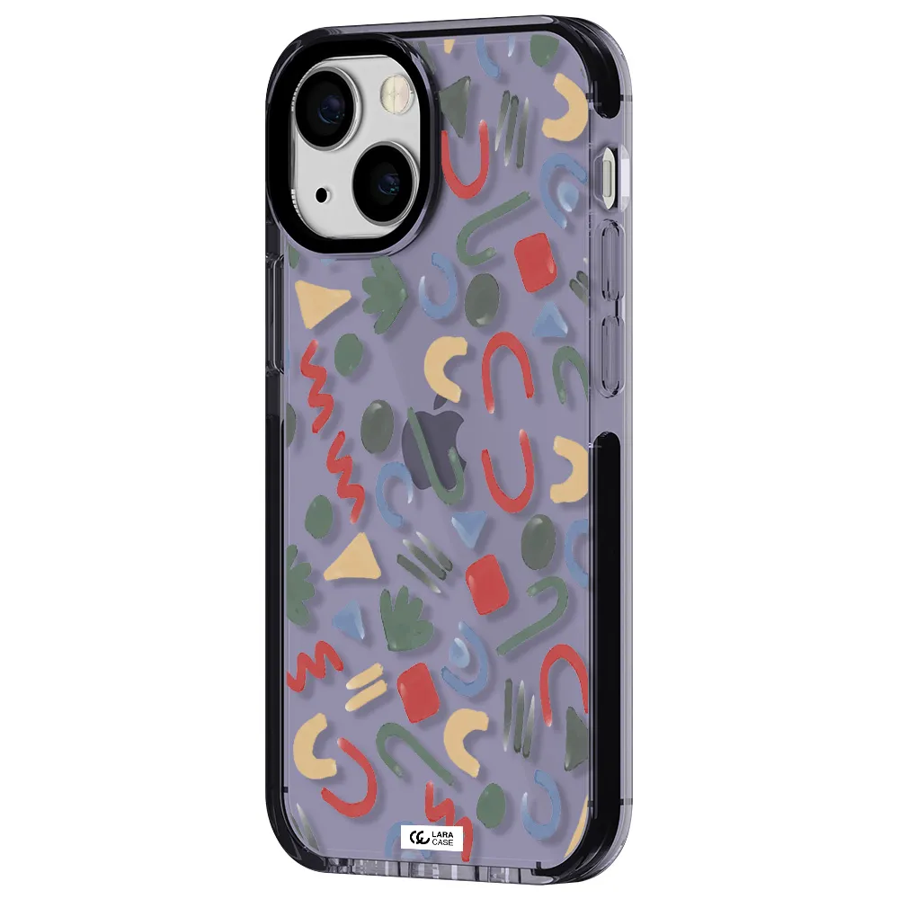 a pattern of colorful shapes Apple iPhone 13 mini impact Lilac Case