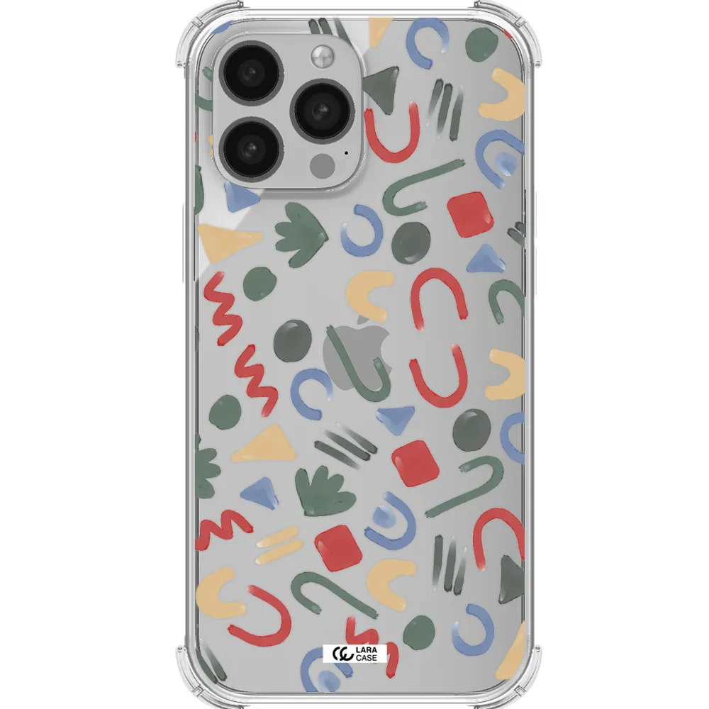 a pattern of colorful shapes Apple iPhone 13 Pro Clear PC Case