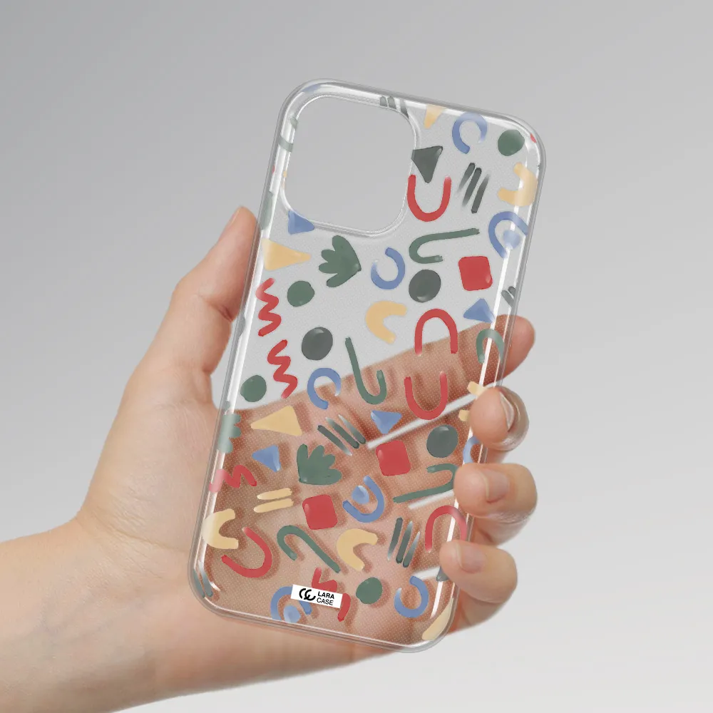 a pattern of colorful shapes Apple iPhone 13 Pro Clear TPU Case