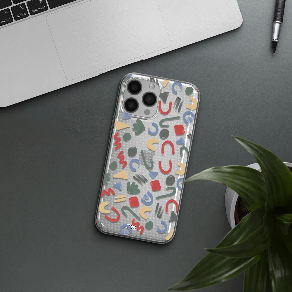 a pattern of colorful shapes Apple iPhone 13 Pro Clear TPU Case