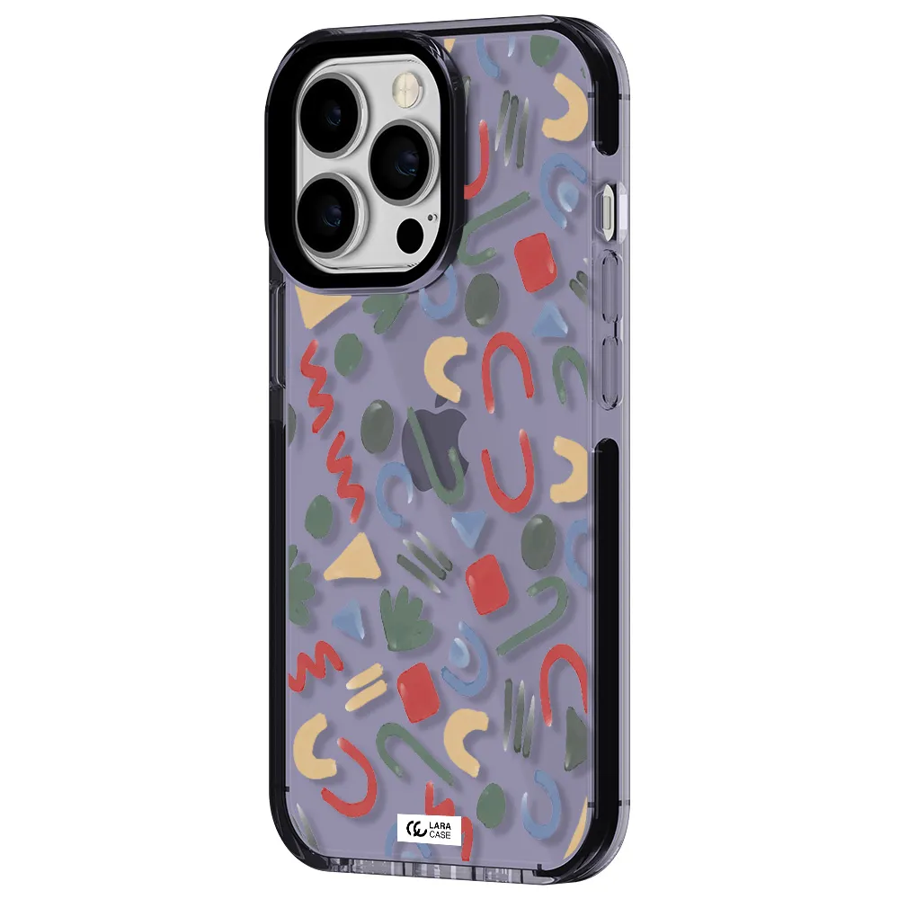 a pattern of colorful shapes Apple iPhone 13 Pro impact Lilac Case