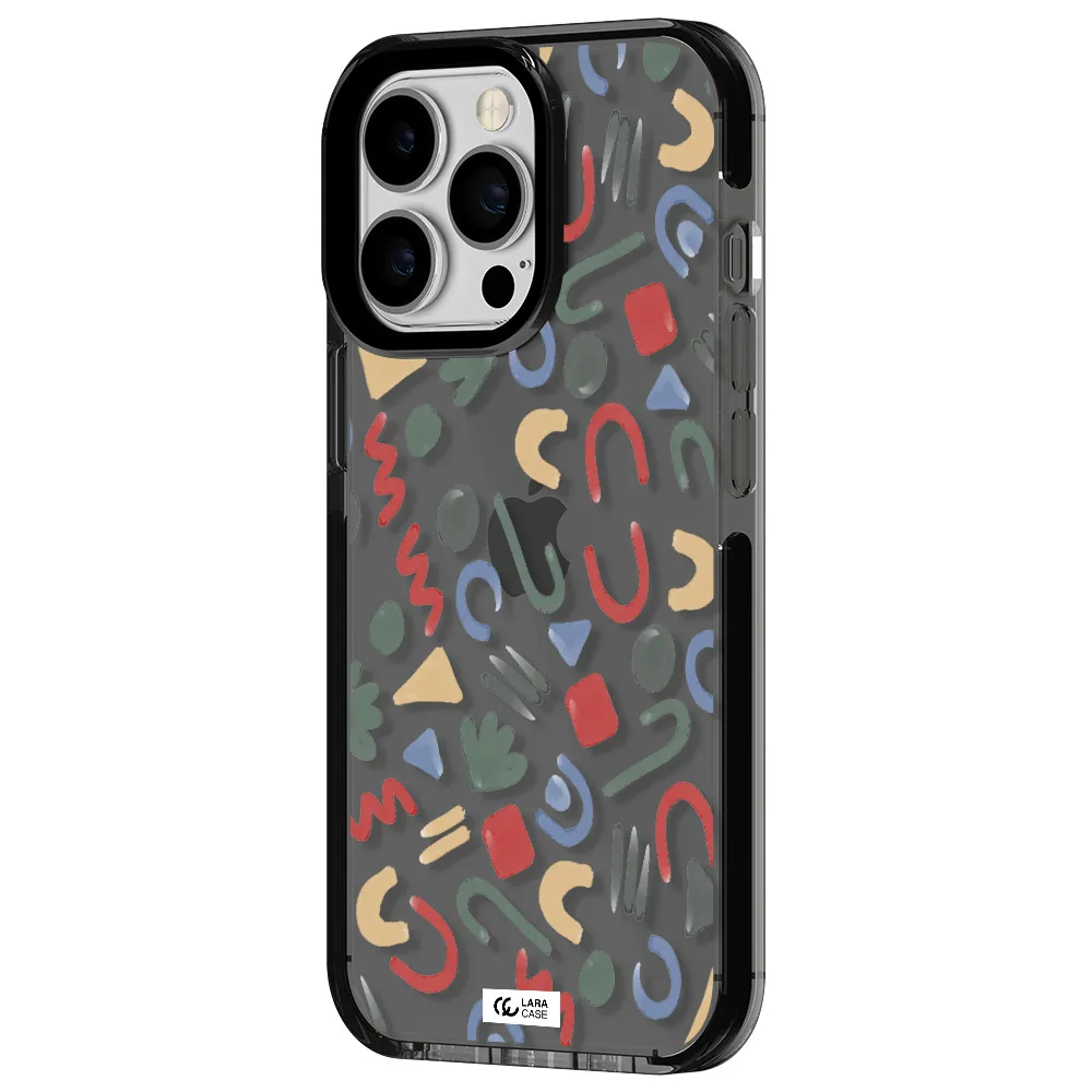 a pattern of colorful shapes Apple iPhone 13 Pro impact Smoke Black Case