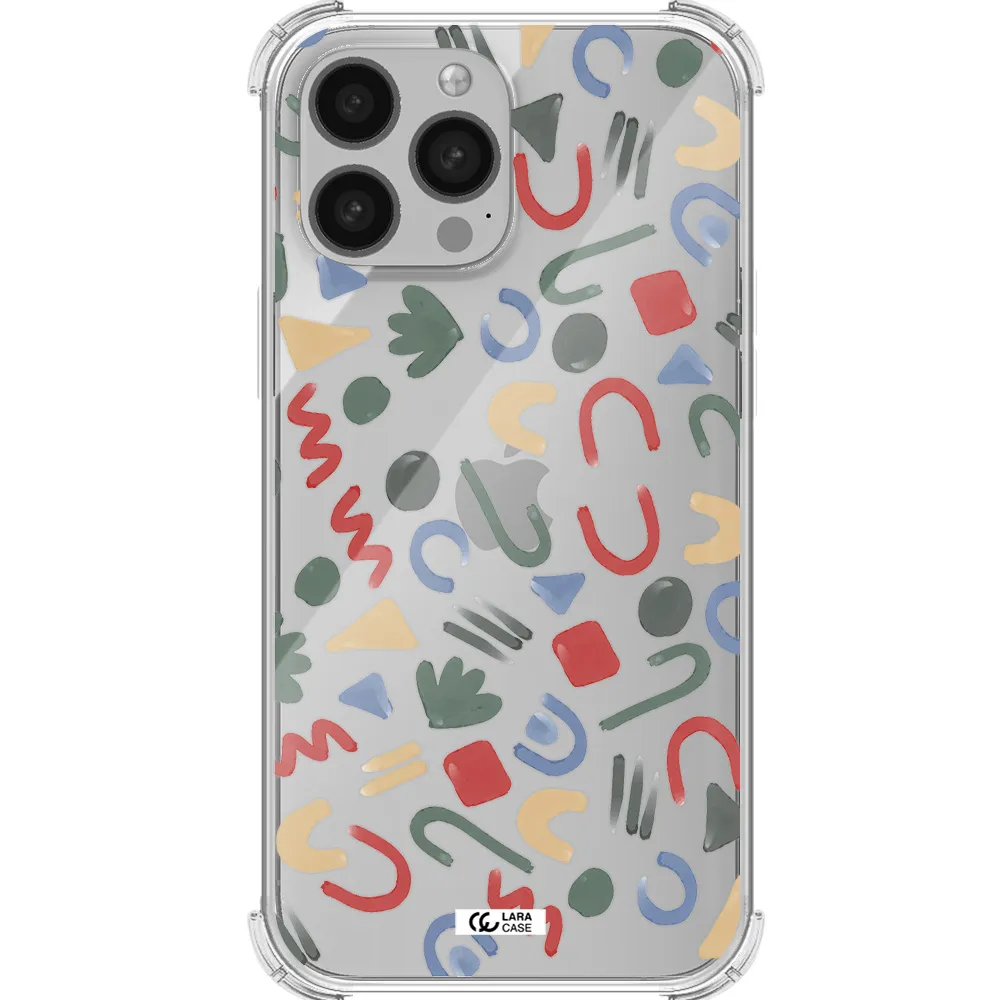 a pattern of colorful shapes Apple iPhone 13 Pro Max Clear PC Case