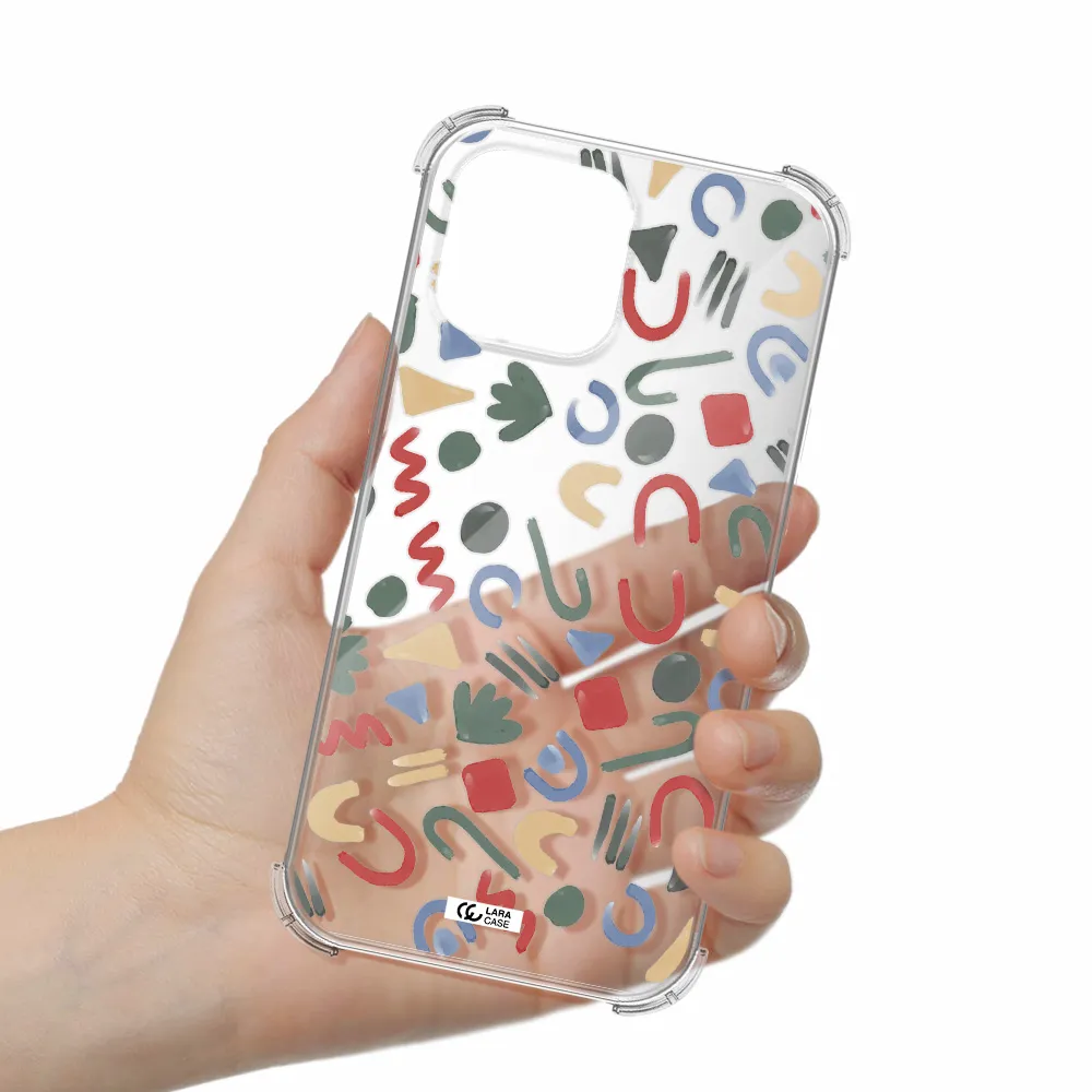 a pattern of colorful shapes Apple iPhone 13 Pro Max Clear PC Case