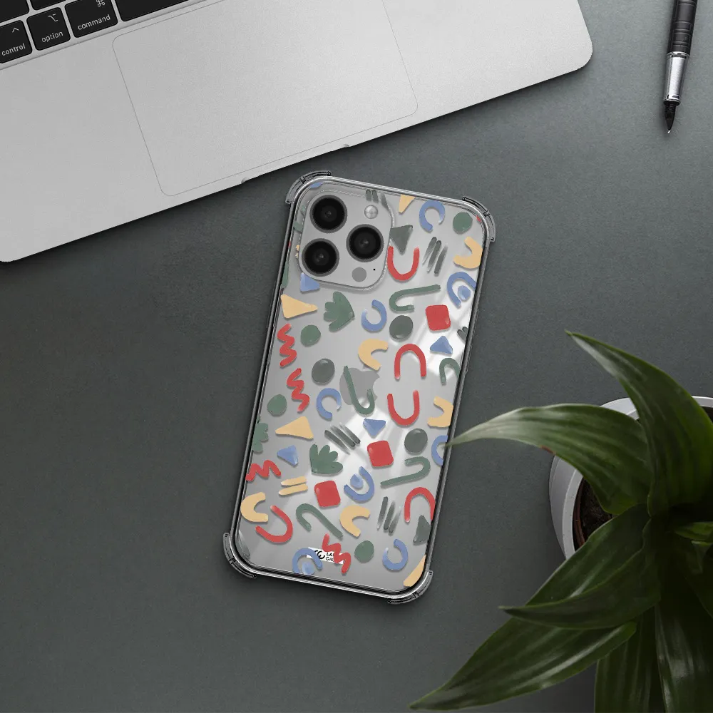 a pattern of colorful shapes Apple iPhone 13 Pro Max Clear PC Case