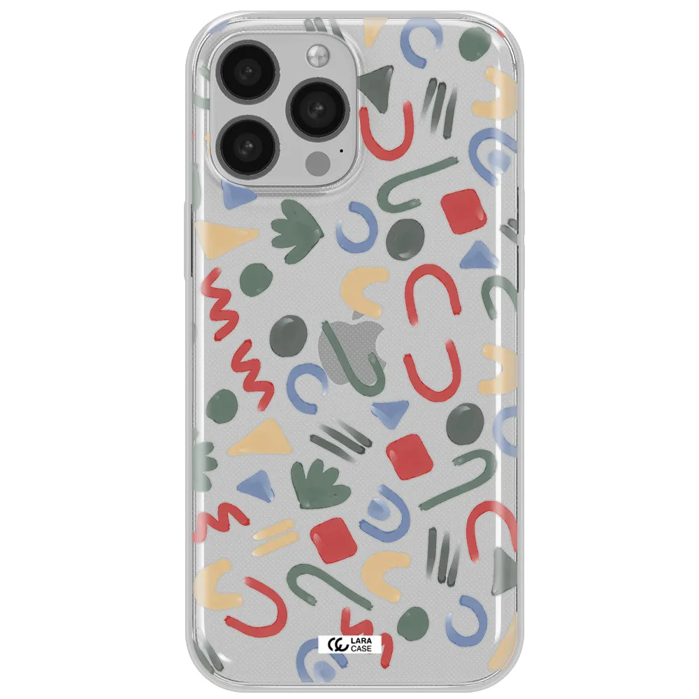 a pattern of colorful shapes Apple iPhone 13 Pro Max Clear TPU Case