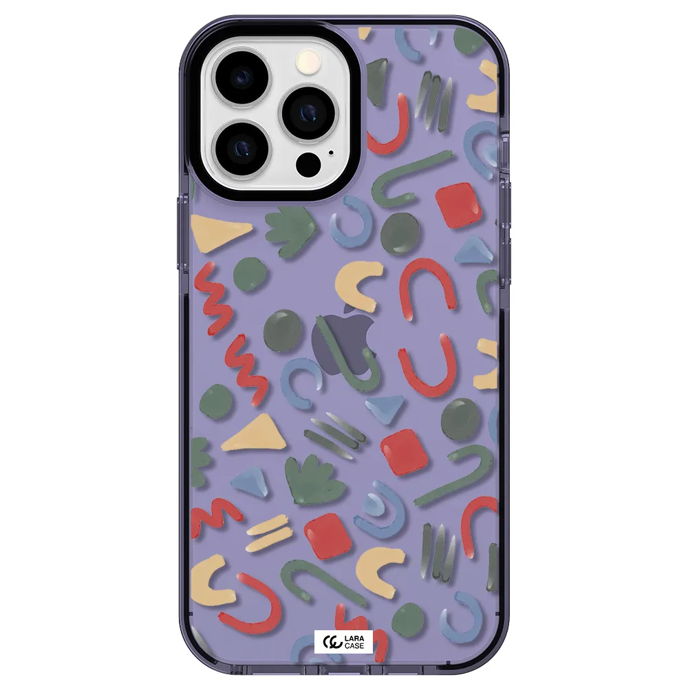 a pattern of colorful shapes Apple iPhone 13 Pro Max impact Lilac Case