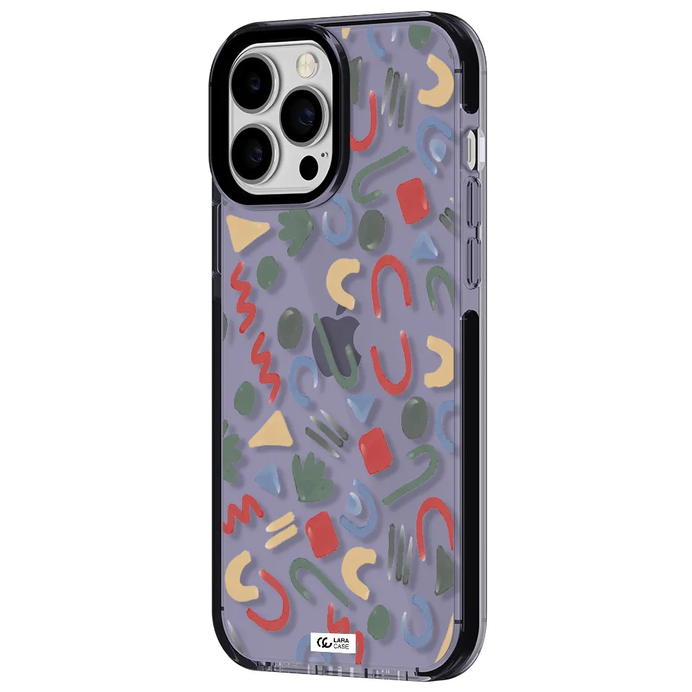 a pattern of colorful shapes Apple iPhone 13 Pro Max impact Lilac Case