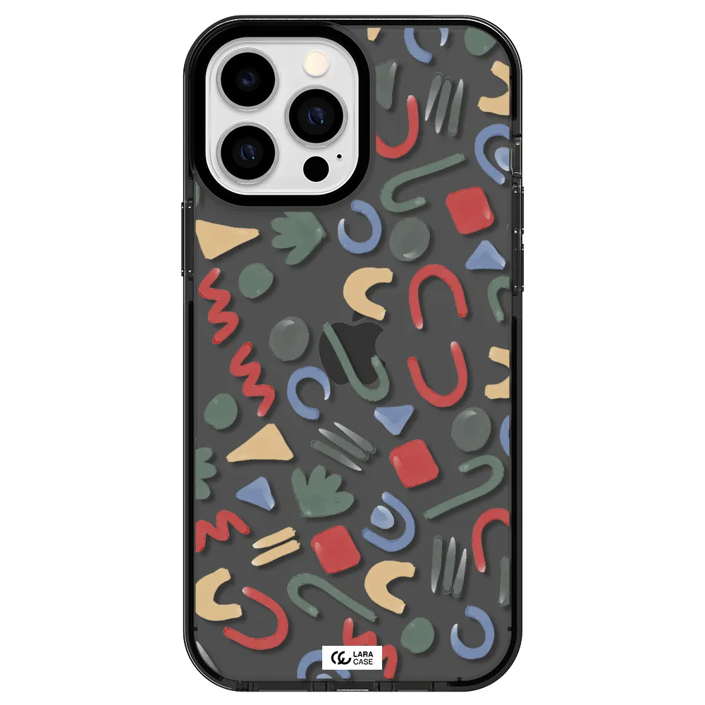 a pattern of colorful shapes Apple iPhone 13 Pro Max impact Smoke Black Case