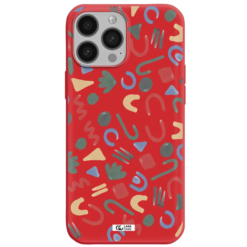 a pattern of colorful shapes Apple iPhone 13 Pro Silicone Imperial Red Case