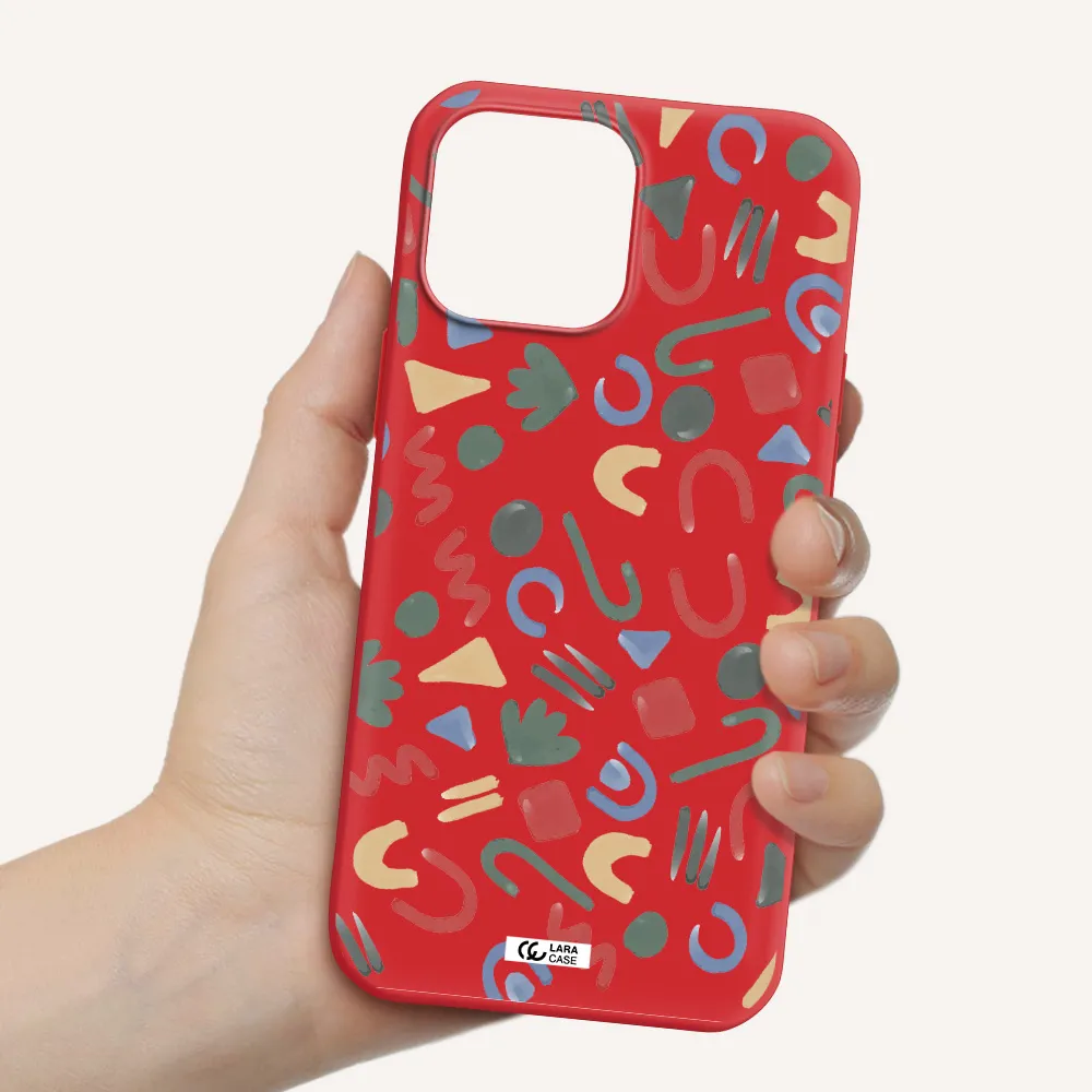 a pattern of colorful shapes Apple iPhone 13 Pro Silicone Imperial Red Case