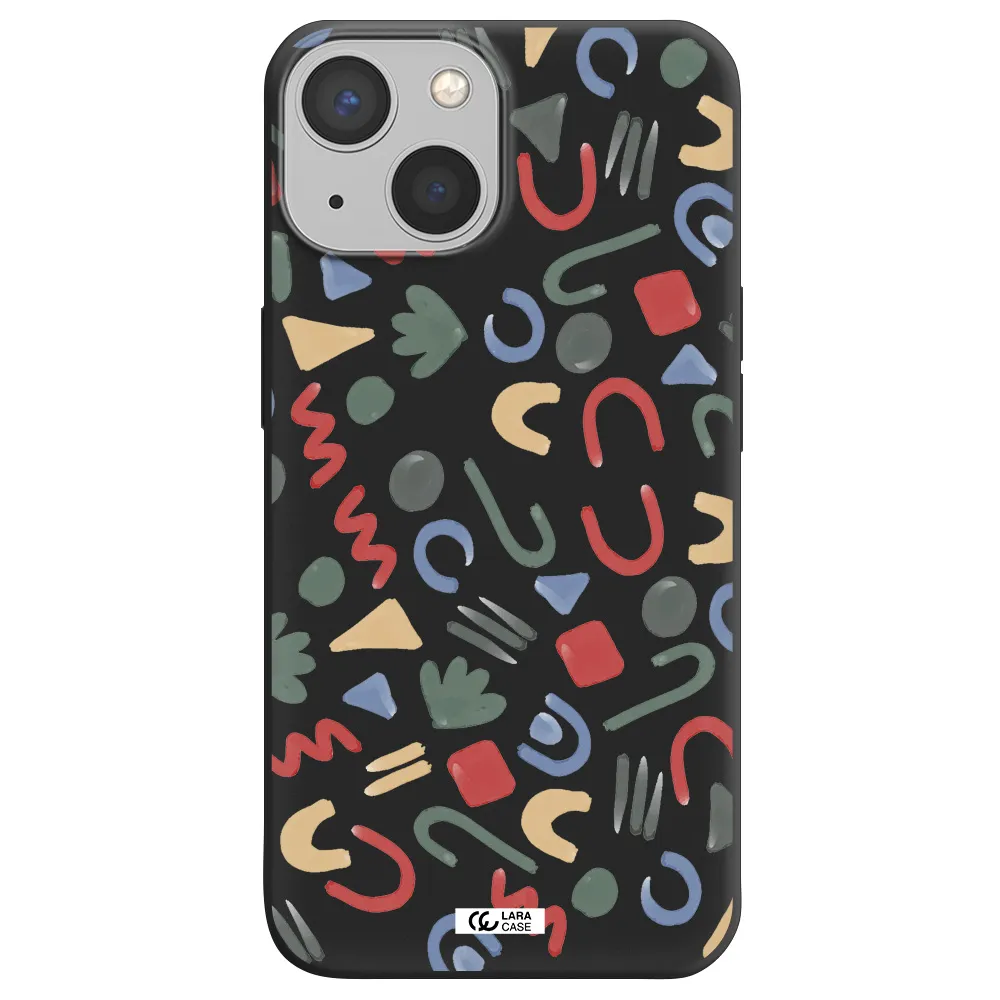 a pattern of colorful shapes Apple iPhone 13 Silicone black Case