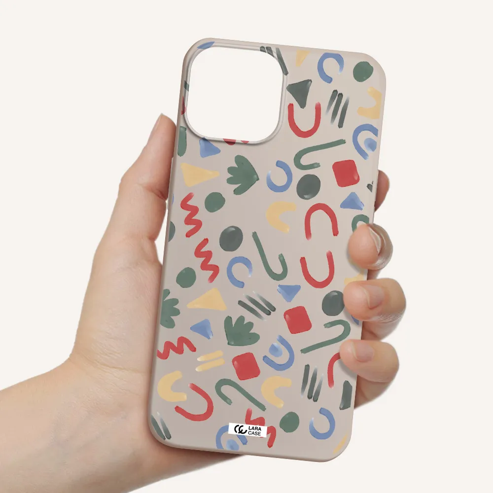 a pattern of colorful shapes Apple iPhone 13 Silicone Stone Case
