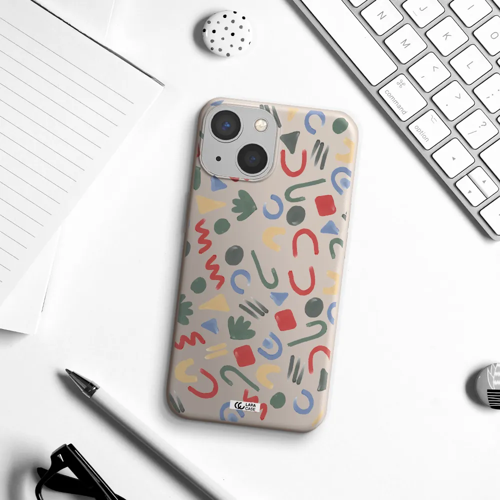a pattern of colorful shapes Apple iPhone 13 Silicone Stone Case
