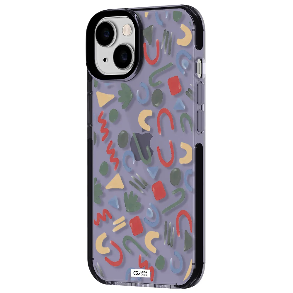 a pattern of colorful shapes Apple iPhone 14 impact Lilac Case