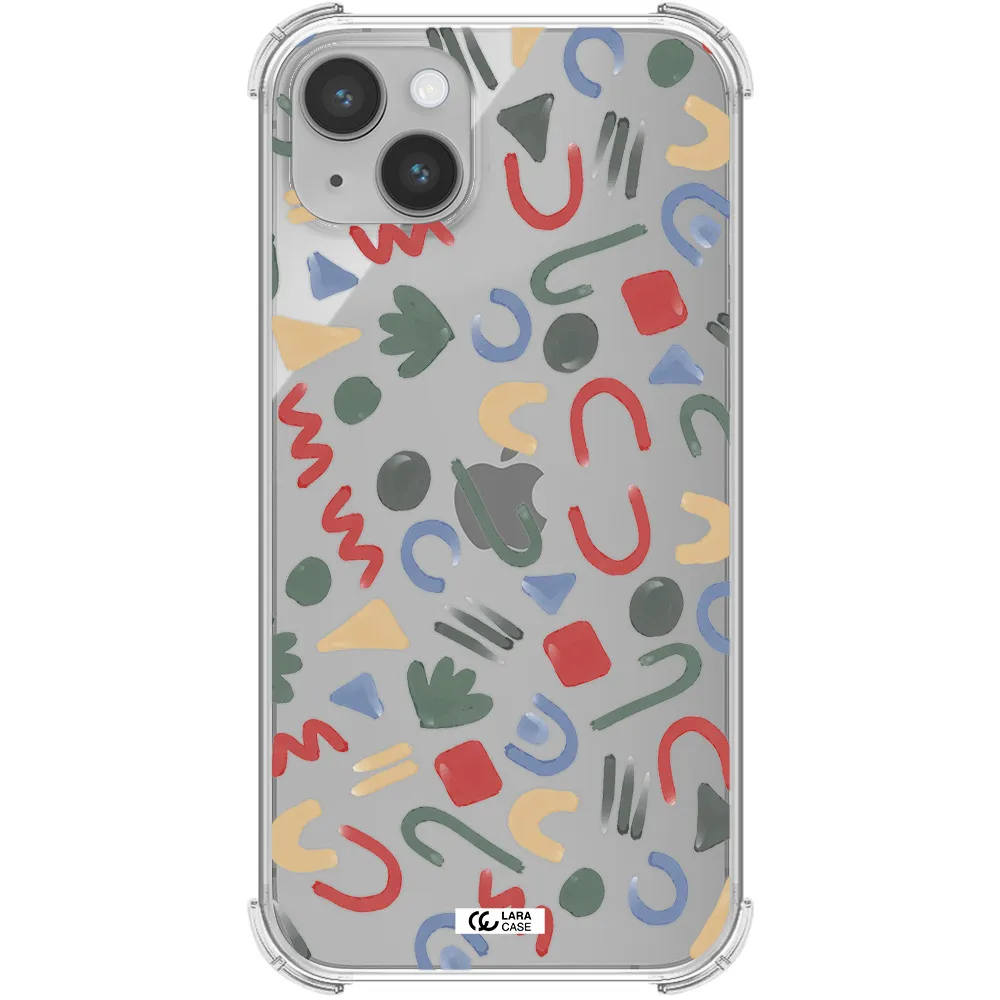 a pattern of colorful shapes Apple iPhone 14 plus Clear PC Case