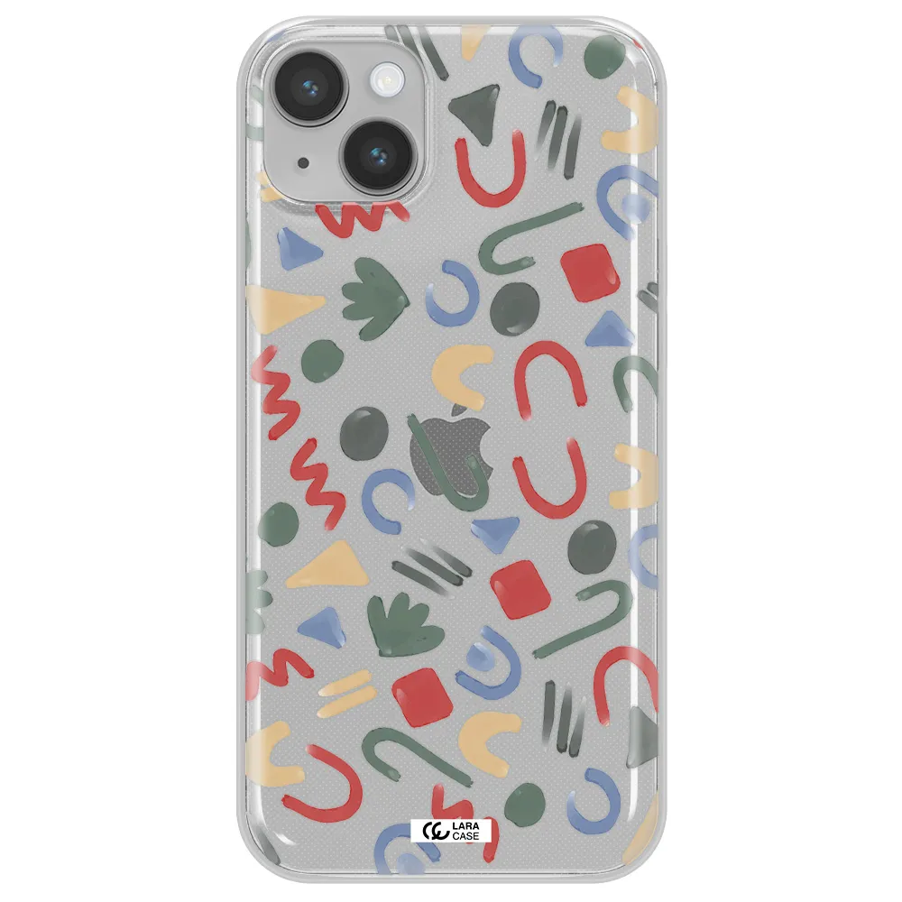 a pattern of colorful shapes Apple iPhone 14 plus Clear TPU Case