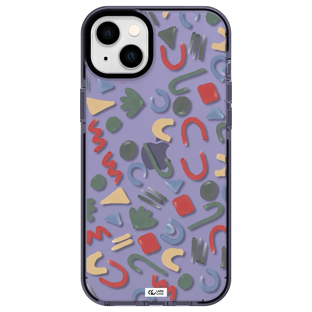 a pattern of colorful shapes Apple iPhone 14 plus impact Lilac Case