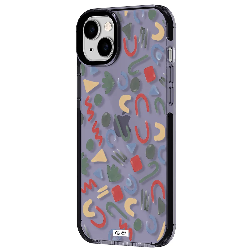 a pattern of colorful shapes Apple iPhone 14 plus impact Lilac Case