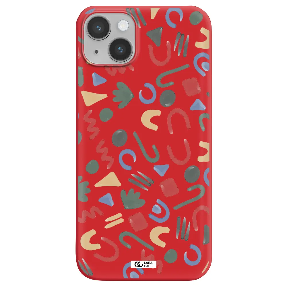 a pattern of colorful shapes Apple iPhone 14 plus Silicone Imperial Red Case