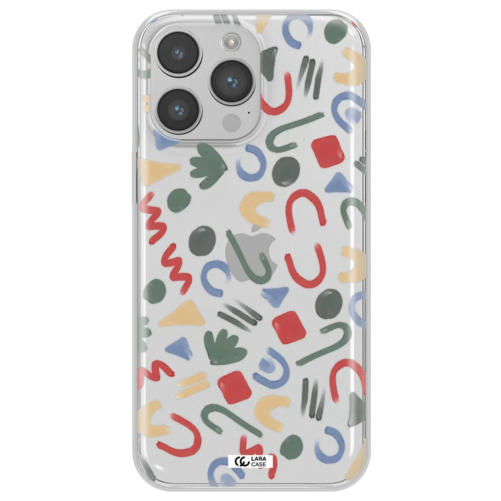 a pattern of colorful shapes Apple iPhone 14 pro Clear TPU Case