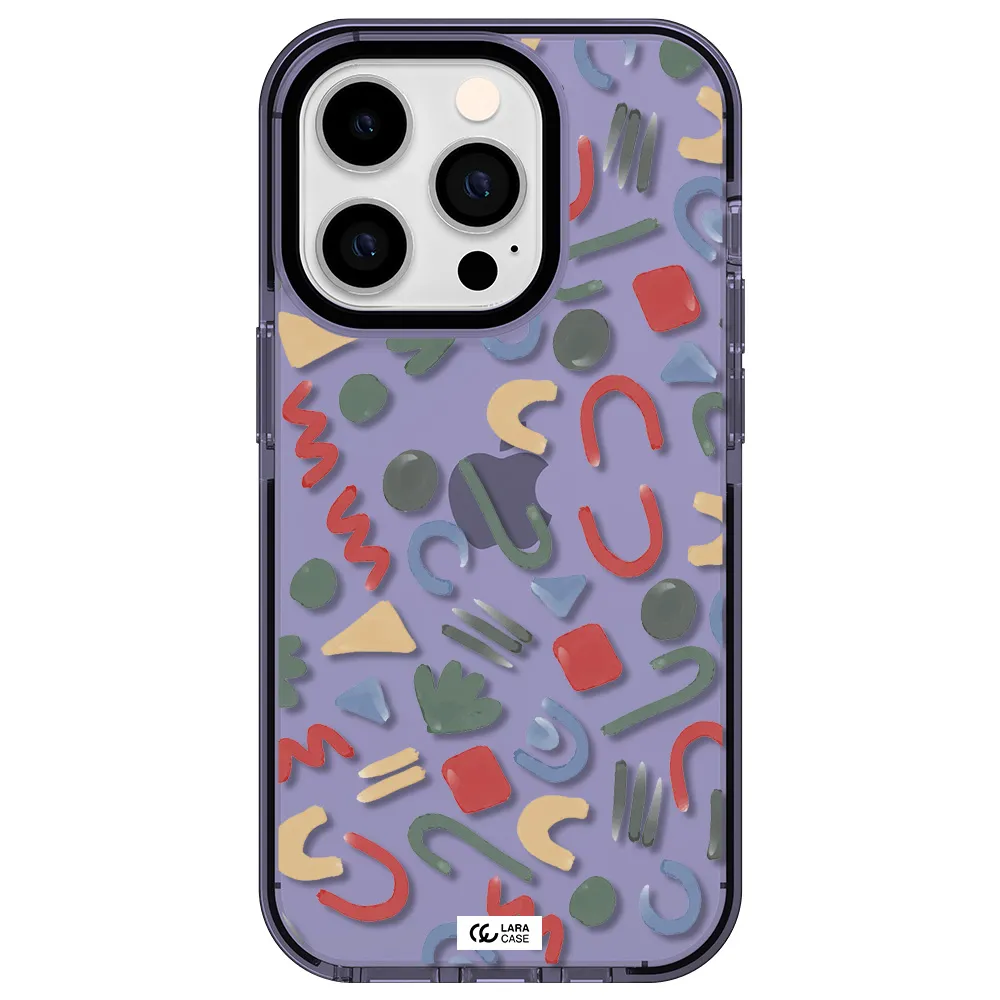 a pattern of colorful shapes Apple iPhone 14 pro impact Lilac Case