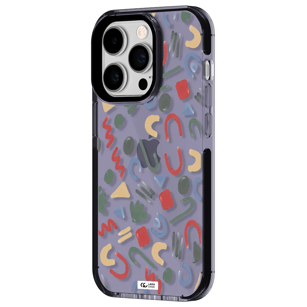 a pattern of colorful shapes Apple iPhone 14 pro impact Lilac Case