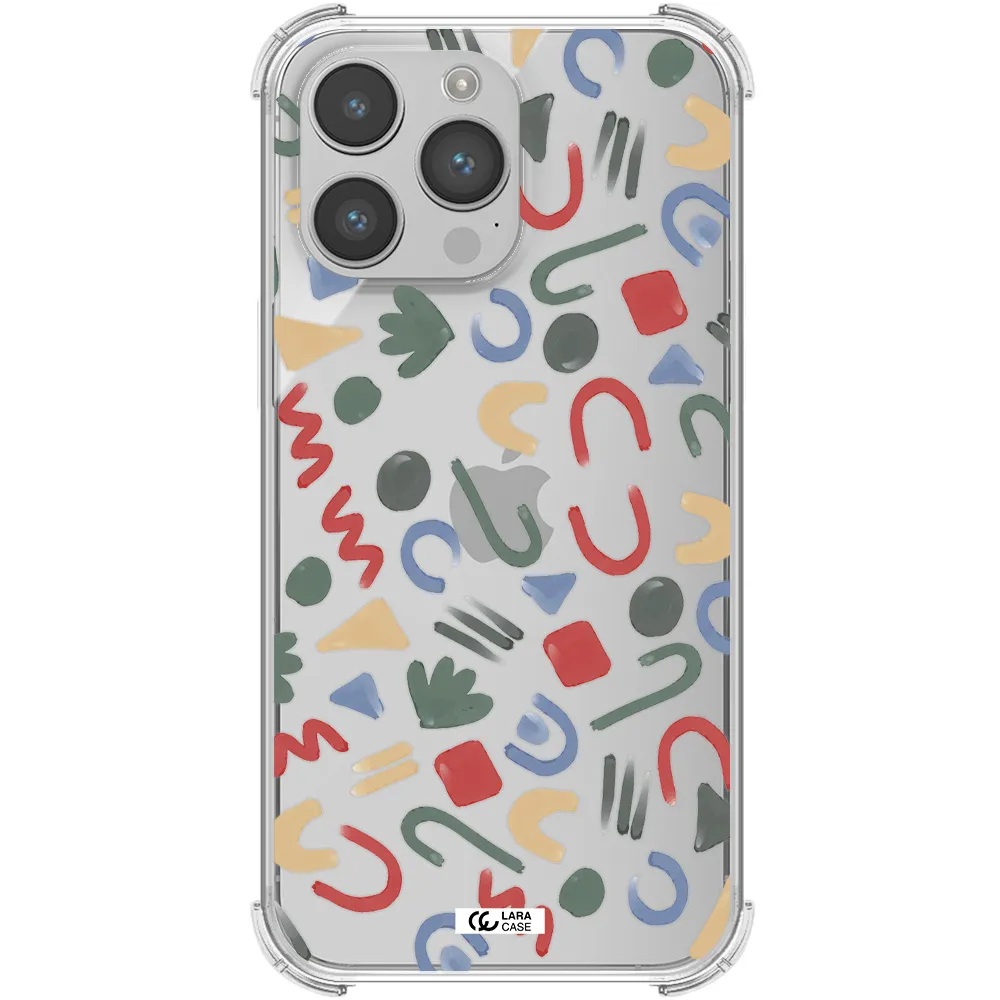 a pattern of colorful shapes Apple iPhone 14 pro max Clear PC Case