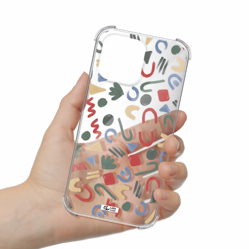 a pattern of colorful shapes Apple iPhone 14 pro max Clear PC Case