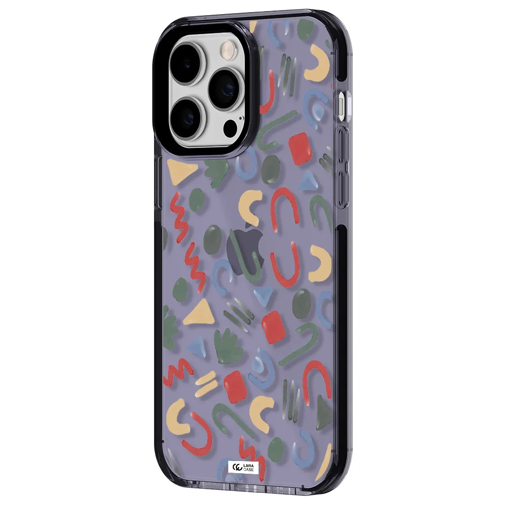 a pattern of colorful shapes Apple iPhone 14 pro max impact Lilac Case