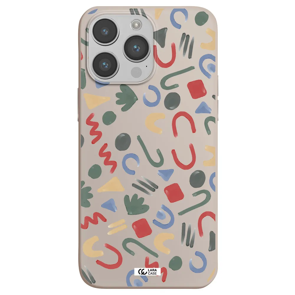 a pattern of colorful shapes Apple iPhone 14 pro Silicone Stone Case