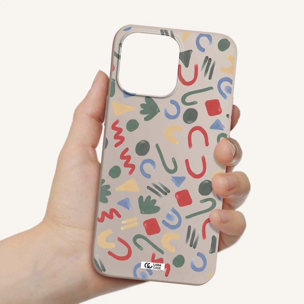 a pattern of colorful shapes Apple iPhone 14 pro Silicone Stone Case