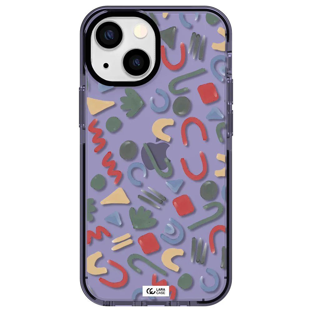 a pattern of colorful shapes Apple iPhone 15 impact Lilac Case