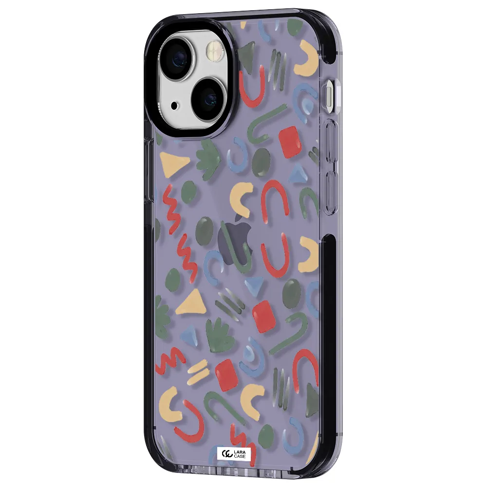 a pattern of colorful shapes Apple iPhone 15 impact Lilac Case