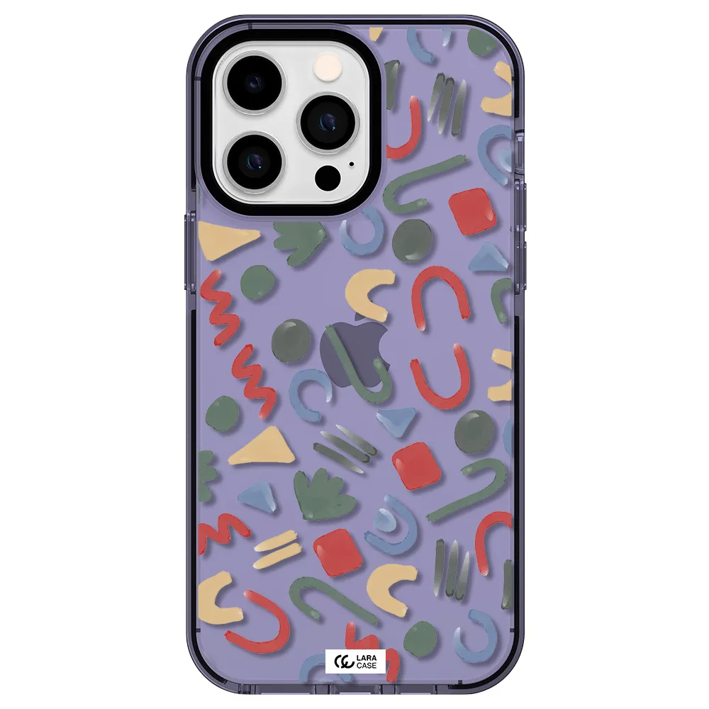 a pattern of colorful shapes Apple iPhone 15 Pro Max impact Lilac Case