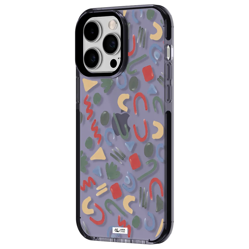 a pattern of colorful shapes Apple iPhone 15 Pro Max impact Lilac Case