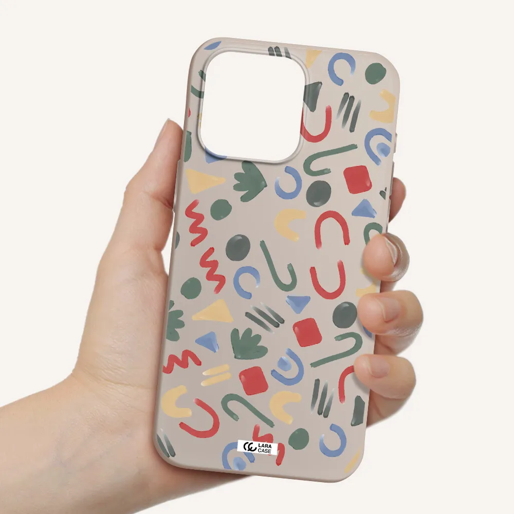 a pattern of colorful shapes Apple Iphone 15 Pro max Silicone Stone Case