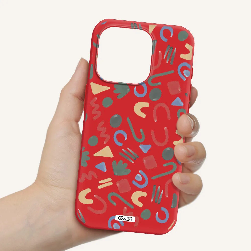 A Pattern Of Colorful Shapes Apple Iphone 15 Pro Silicone Imperial Red Case
